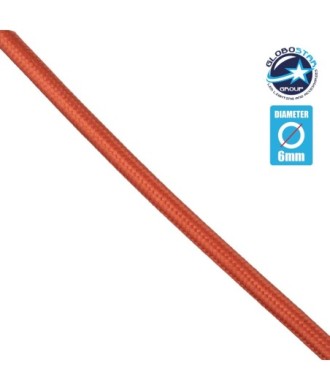 GloboStar® 77603 Στρογγυλό Υφασμάτινο Καλώδιο 1m 2 x 0.75mm² Κεραμιδί Κόκκινο